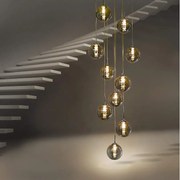 NETTLIFE Lampa wisząca ze szkła szarego średnica 41 cm żyrandol G9 10 lamp w kolorze lampa do salonu lampa do sypialni lampa na stół w jadalni lampa do przedpokoju