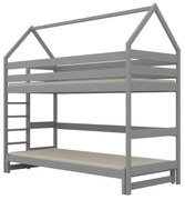 Łóżko piętrowe domek TOBI 1 160x80 szare drewniane KOCOT KIDS