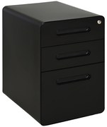 Vinsetto kontener na kółkach szafka na dokumenty z 3 szufladami pojemnik biurowy stal czarny