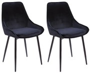Zestaw 2 krzeseł MASURIE – Welur– Czarny