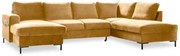 Musztardowożółta aksamitna rozkładana sofa w kształcie litery "U" Miuform Lofty Lilly, prawostronna