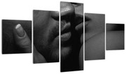 Obraz - Pocałunek, czarno - białe zdjęcie (125x70 cm)