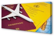 Obraz na płótnie Samolot paszport mapa