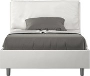 Łóżko wyposażone w stelaż z listwami tapicerowane 120x200 sztucznej skóry biały Antea Large