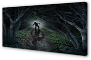 Obraz na płótnie Ciemno las postać drzewa