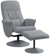 HOMCOM Zestaw 2-częściowy: Fotel Relaksacyjny z Podnóżkiem, regulowany, z nachylanym oparciem, Jasnoszary