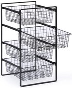 System przechowywania z 4 drucianymi koszami, 450 x 500 x 860 mm, czarny