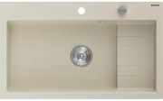 Mexen Omar zlewozmywak granitowy 1-komorowy 800 x 480 mm, beżowy, syfon chrom - 6520801005-69
