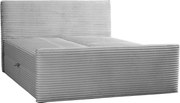 Łóżko kontynentalne z pojemnikiem i topperem TRENTO, pluszowy sztruks VELO, 140x200 cm, Jasnoszary, H3-Bonell