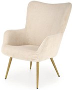 Kremowy sztruksowy fotel wypoczynkowy L8-N38