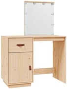 Drewniana toaletka z lustrem podświetlanym naturalna L0-W79