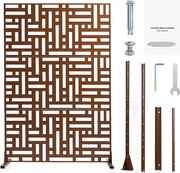 Ekran Prywatności, SucceBuy 91 x 183 CM Metalowy Ekran Prywatności Panele Zewnętrzne, Brązowy