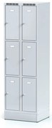 Alfa 3 Szafka skrytkowa S6 na cokole, 6 schowków, 1920 x 600 x 500 mm, zamek obrotowy, drzwi szare
