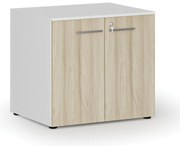 Szafa biurowa z drzwiami PRIMO WHITE, 800 x 640 x 735 mm, biały/dąb naturalny