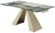 Stół do jadalni rozkładany dla 6 do 10 osób ze szkła hartowanego i beżowego metalu - Przezroczysty - LOZIPA marki Maison Céphy