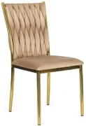 Beżowe nowoczesne welurowe krzesło z plecionką L7-F37