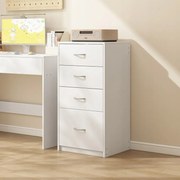 Nowoczesna półka z 4 szufladami w stylu loftowym, biała komoda, duża szafka biurowa 85 cm