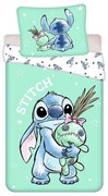 Miętowa bawełniana pościel dziecięca jednoosobowa 140x200 cm Lilo & Stitch "Buddies" – Jerry Fabrics