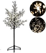 Dekoracyjne LED  drzewo z kwiatami - 1,5 m, ciepła biel