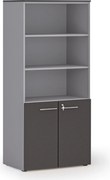 Szafa biurowa z drzwiami niskimi PRIMO GRAY, 800 x 500 x 1781 mm, szary/grafitowy