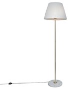 Lampa podłogowa retro mosiądz z abażurem plisowanym kremowym 45 cm - Kaso