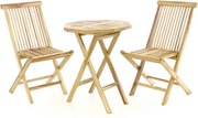 Komplet 2 x składane krzesła 1 x stolik DIVERO z drewna tekowego