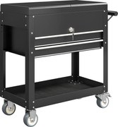 HOMCOM Mobilna szafka narzędziowa na kółkach, skrzynka narzędziowa z szufladami, blat roboczy, zamykana, z uchwytem, stal, czarny