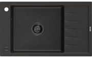 Mexen Elias zlewozmywak granitowy 1-komorowy z ociekaczem 795 x 480 mm, czarny/złoty metalik, syfon czarny - 6511791005-75-B