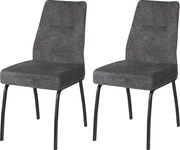 Krzesła do jadalni zestaw 2 szt. - tkanina i metal - szare - ANABEL