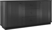 Komoda Vesper 160 cm z szufladami na cokole - czarny / czarne uchwyty