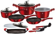 Czerwony zestaw garnków na indukcję 14 elementów S8-F84