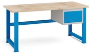 Stół warsztatowy KOVONA, szafka wisząca na narzędzia, blat z drewna bukowego, stałe nogi, 1700 mm