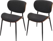 Krzesło do jadalni MCW-O45 (zestaw 2 sztuk), orzechowy wygląd, ciemnoszary