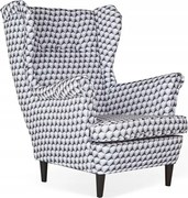 Fotel Uszak 3D kwadraty modne figury SZARY SREBRNY