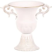 Metalowy puchar dekoracyjny z uchwytami, biały, 17x 13 x 17 cm