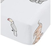 Białe bawełniane prześcieradło dziecięce jednoosobowe z gumką 90x190 cm Zoo Animals – Bianca