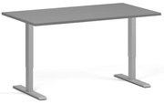 Biurko z regulacją wysokości, 140x80 cm, 2 silniki, szara podstawa, grafit
