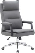Fotel biurowy - obrotowy i regulowany na wysokość - skóra syntetyczna - szary - WILLYEM