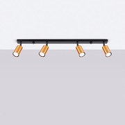 Plafony nowoczesny Glois, stal - 4 źródło światła 4000K - L.82 x H.18.5 cm - czarny/miedź