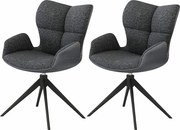 Krzesła do jadalni zestaw 2 szt. - tkanina i metal - ciemnoszary - SUZANA
