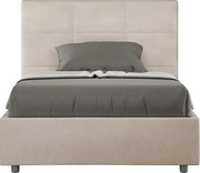 Łóżko wyposażone w stelaż z listwami tapicerowane 120x190 microfibra piaskowy Mika