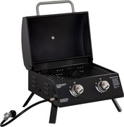 Outsunny mobilny grill gazowy BBQ z 2 palnikami stal węglowa kolor czarny 55 x 46,5 x 41 cm