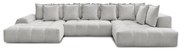 Jasnoszary rozkładany/ze schowkiem narożnik z tkaniny szenilowej (prawostronny/w kształcie litery U) Everest – Bobochic Paris
