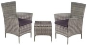 Szary 3-częściowy zestaw mebli ogrodowych bistro R0-N95