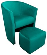 Fotel CLUB z podnóżkiem tkanina Welur