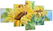 Obraz kwitnących słoneczników (125x70 cm)