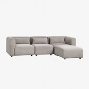 Fogler 3-częściowa Modułowa Sofa Z Pufem Sztruksu Szary Kret - Sklum