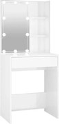 Toaletka Wąska Biały Z Podświetlanym Lustrem Połysk E3-C18