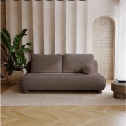 BESILIO Kanapa dwuosobowa Toby - tkanina boucle, sofa z funkcją spania- Brązowy