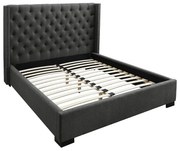 Łóżko MASSIMO z pikowanym wezgłowiem - 160 × 200 cm - Szara tkanina